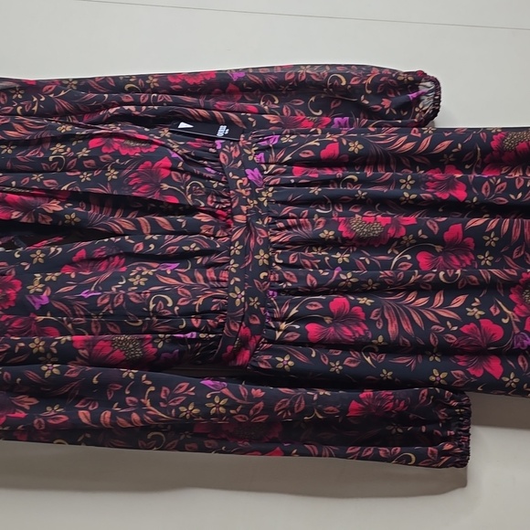 Guess Womens Black Floral Chiffon Long Sleeve Cutout Lace Up Maxi Dress 6 - Picture 7 of 9